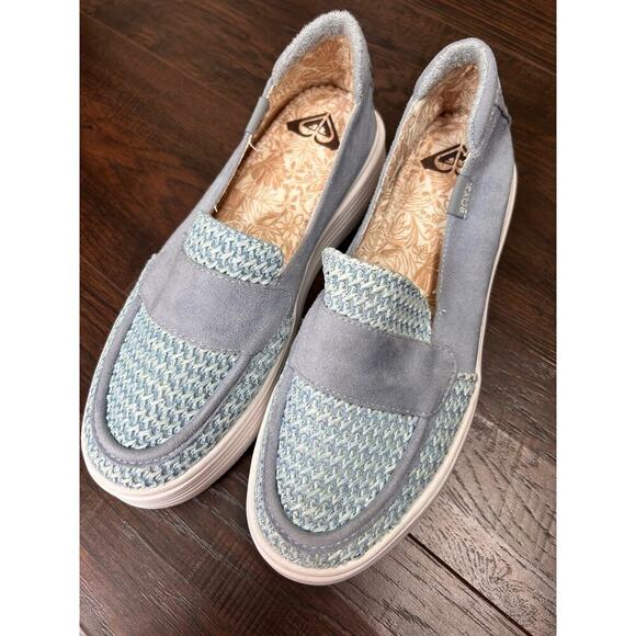 Roxy Women's Sheilahh Platform Sneaker 8.5 Blue Low Top Beachy Chunky - Picture 3 of 7